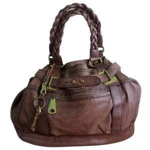 FOSSIL Fifty-four Tote Hand Bag Rare Genuine Leather Y2K Purse